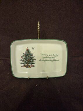 New Spode Christmas Tree Rectangular Sentiment‎ Tray 7 x 5 Inch